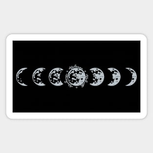 Moon phases; release; recharge; rebirth; moon; night; celestial; silver; metallic; moon cycles; full moon; crescent; sky; night; spiritual; universe; cycles; lunar; moonlight; Magnet